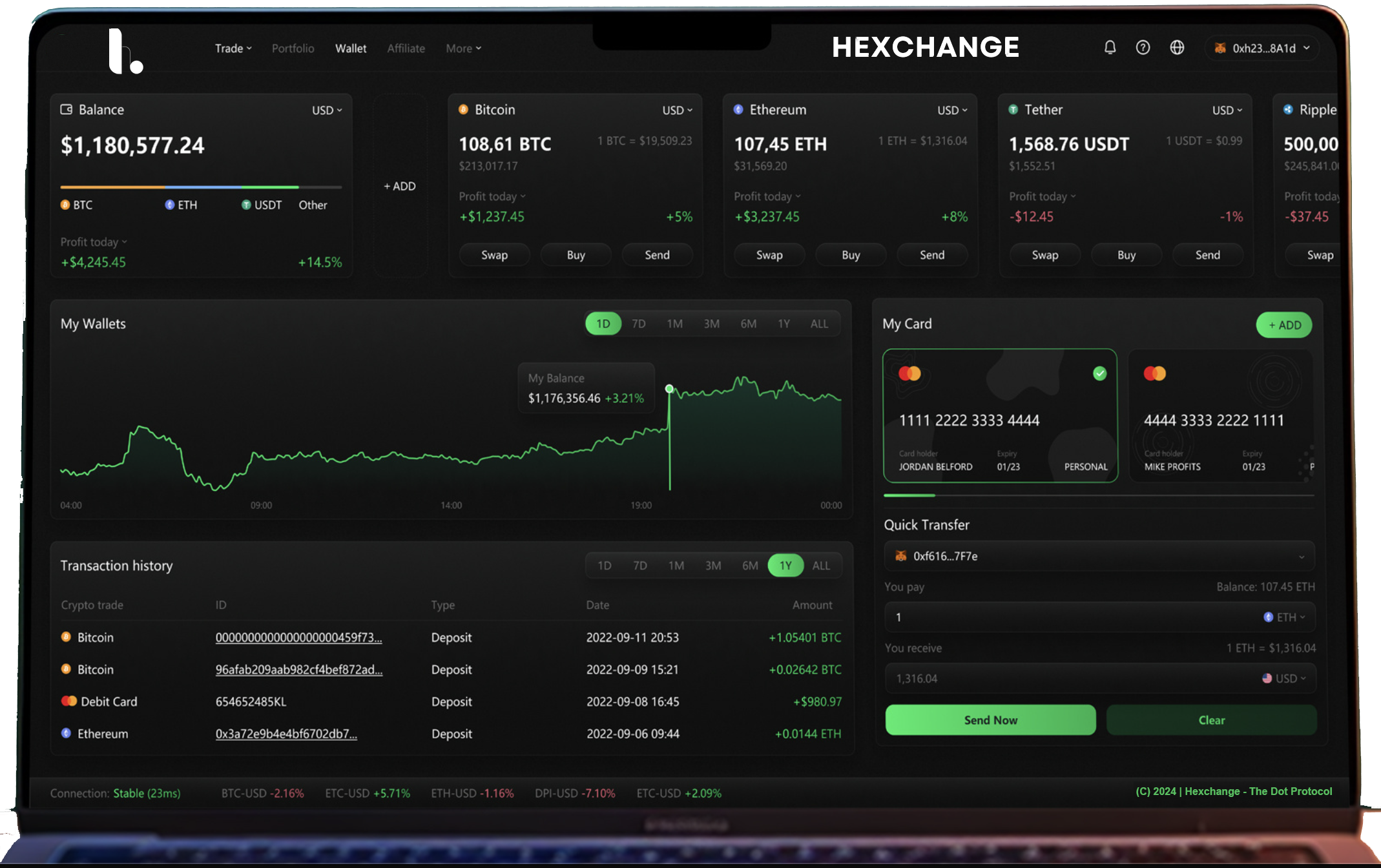 Hexchange Platform Mockup